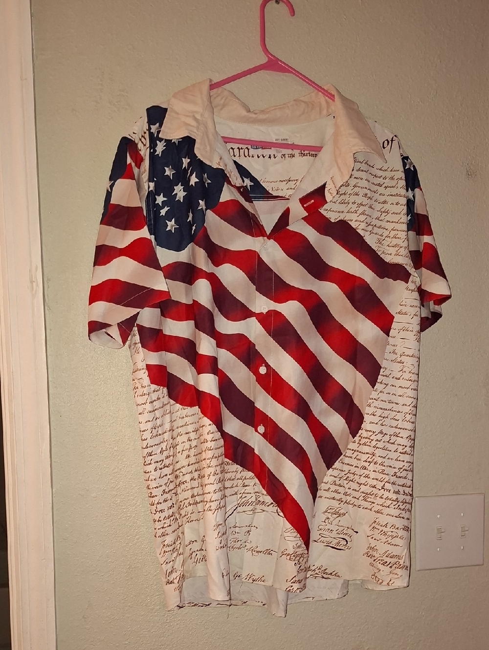 Patriotic American Flag Print Button-Up Shirt
